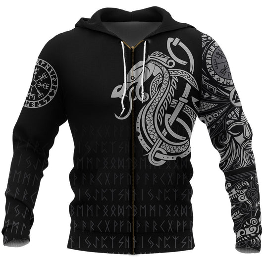 Viking Style Zip Hoodie Dragon A15 VKNGB