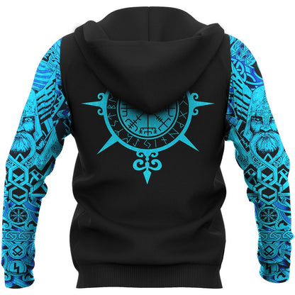 Viking Style Hoodie Tattoo All Over Print Blue A39 VKNGB