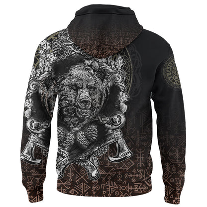 Viking Style - Hoodie Bear Claws and Viking Hammer A39 VKNGB