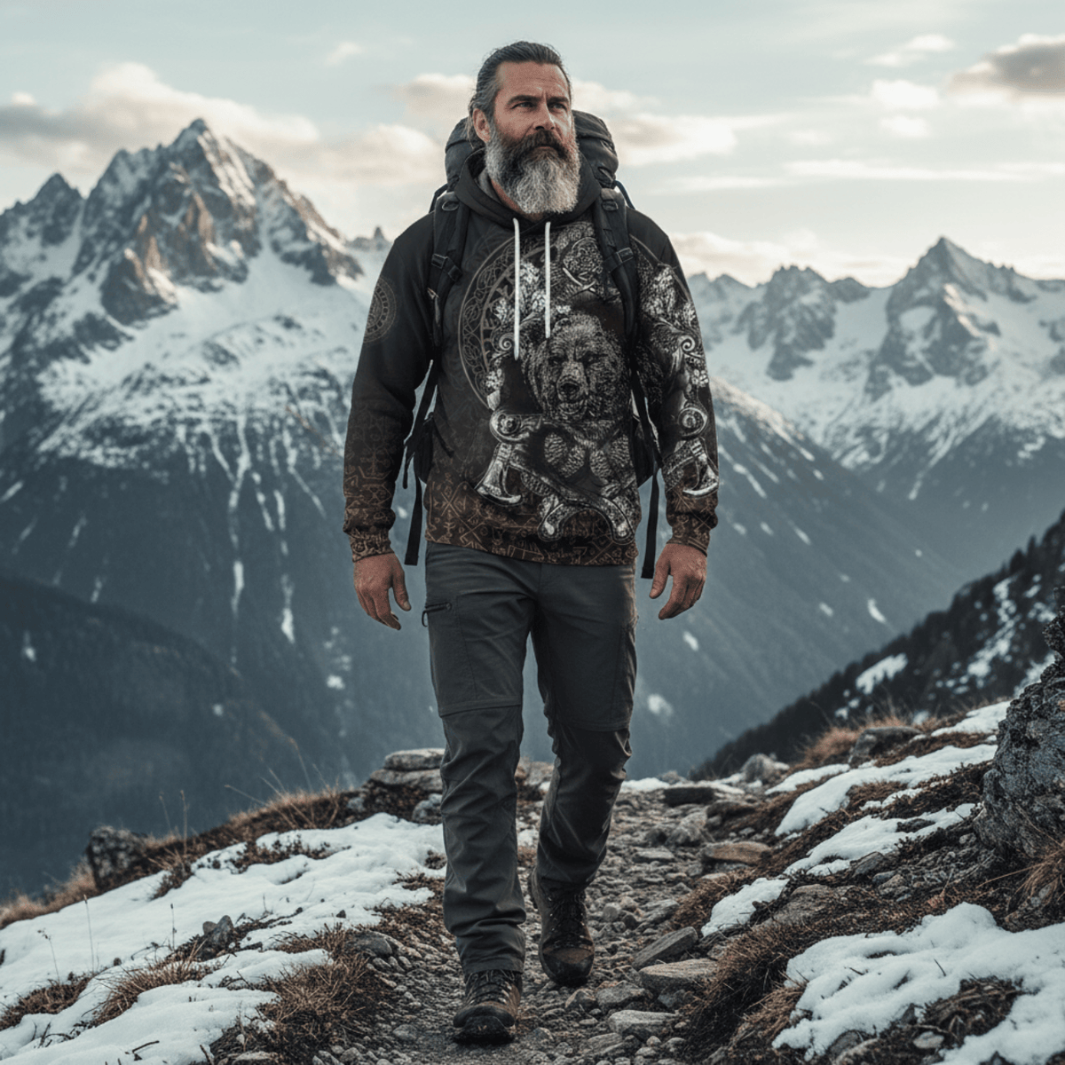 Viking Style - Hoodie Bear Claws and Viking Hammer A39 VKNGB