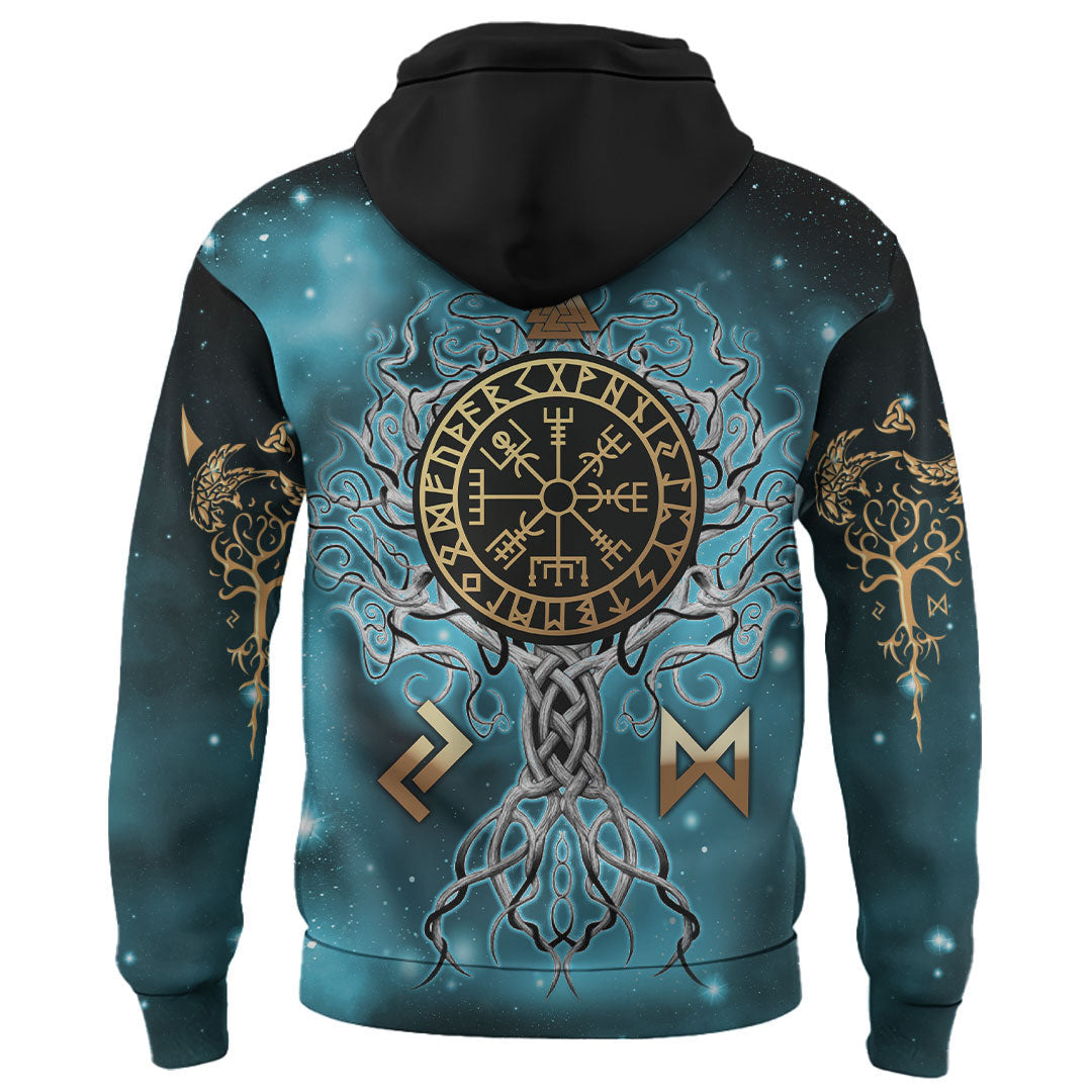 Viking Style Hoodie - Yggdrasil Tree Of Life A39 VKNGB