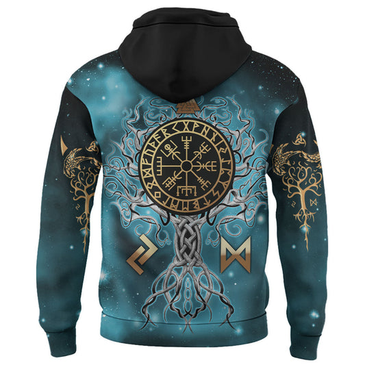 Viking Style Hoodie - Yggdrasil Tree Of Life A39 VKNGB