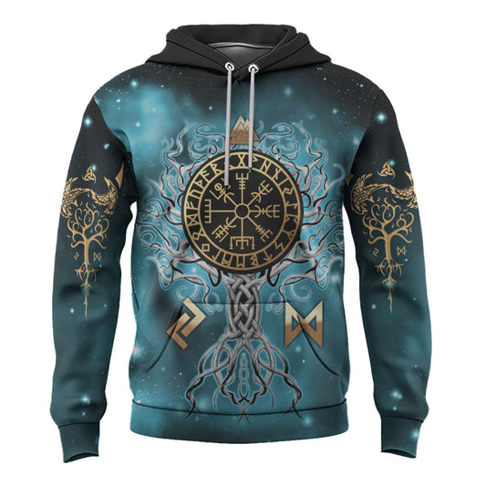 Viking Style Hoodie - Yggdrasil Tree Of Life A39 VKNGB
