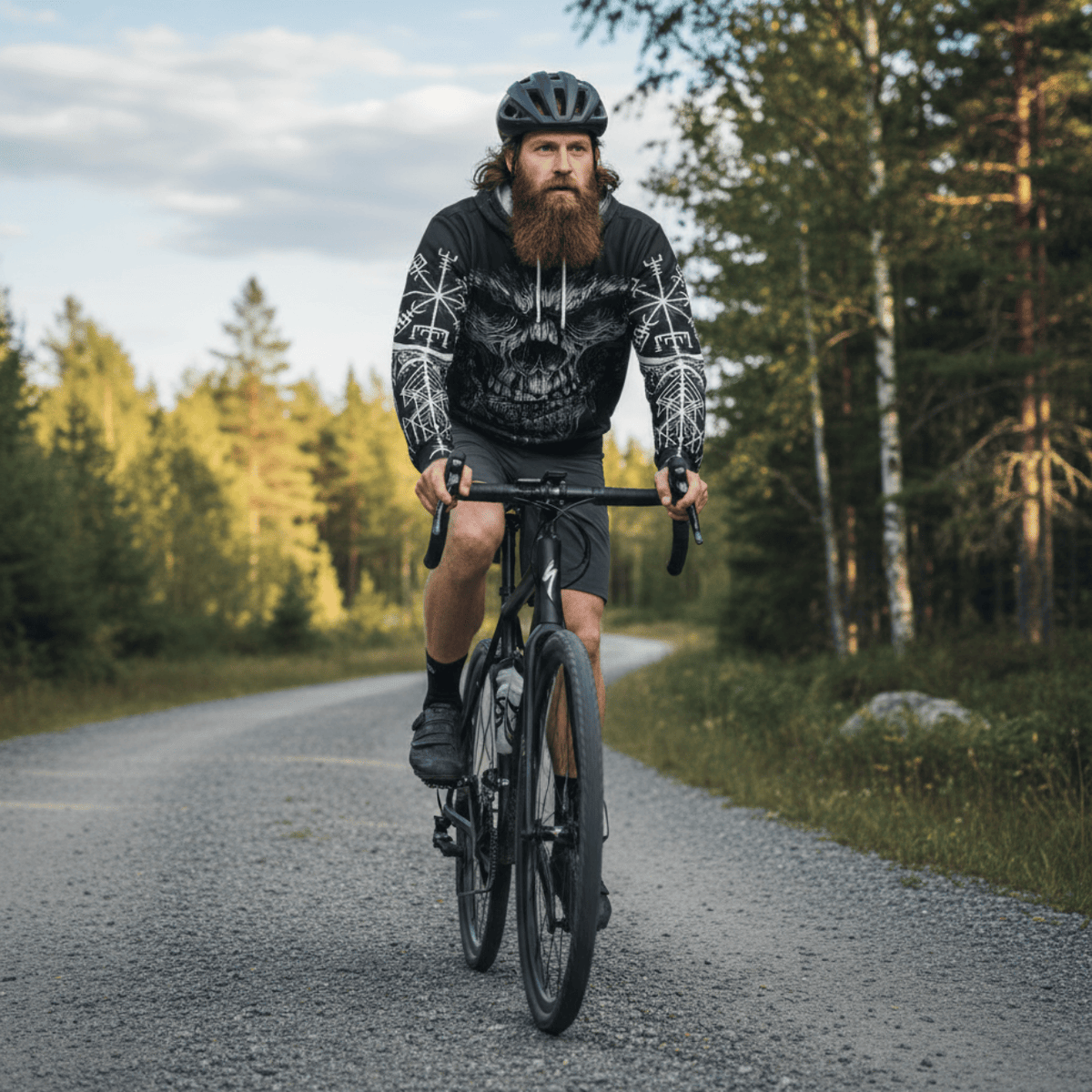 VikingStyle Clothing - Viking Skull and Vegvisir Hoodie A39 VKNGB