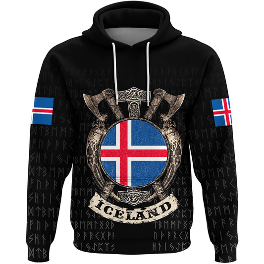 Viking Style Hoodie - Viking Iceland Shield Hoodie A39 VKNGB