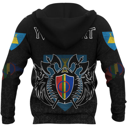 (Custom) Viking Style - Sami Flag and Map Hoodie style Viking Geri & Freki A39 VKNGB
