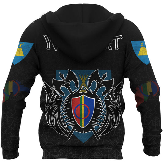 (Custom) Viking Style - Sami Flag and Map Hoodie style Viking Geri & Freki A39 VKNGB