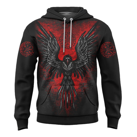 Viking Style - Viking Raven Vegvisir Hoodie A39 VKNGB