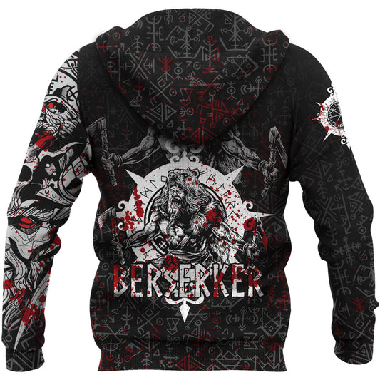 Viking Style - Berserker Blood and Vegvisir Hoodie A39 VKNGB