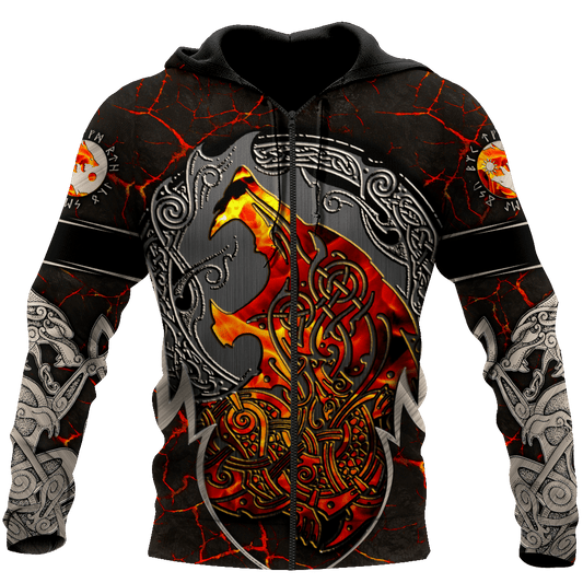 VikingStyle Clothing - The Fire Wolf Viking Hoodie VKNGB