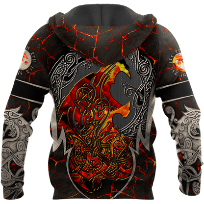 VikingStyle Clothing - The Fire Wolf Viking Hoodie VKNGB