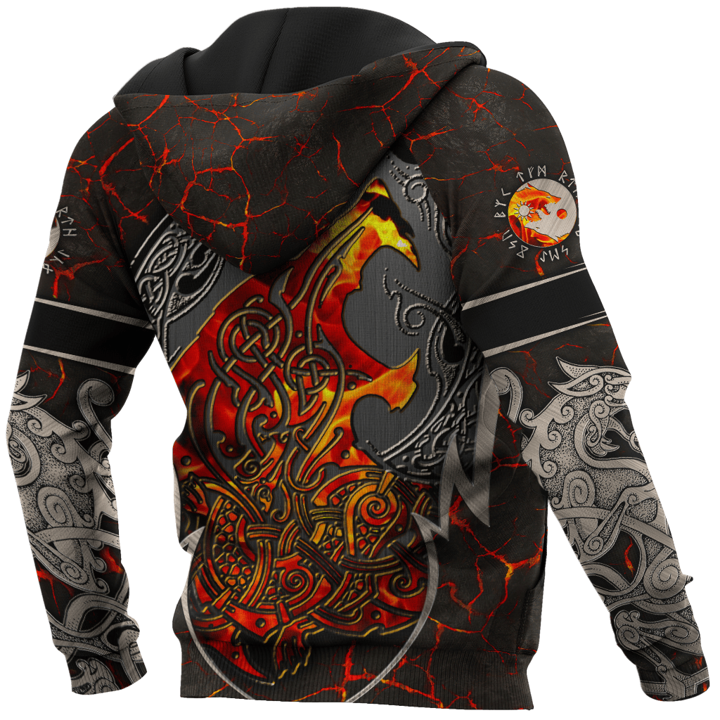 VikingStyle Clothing - The Fire Wolf Viking Hoodie VKNGB