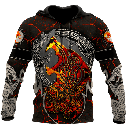 VikingStyle Clothing - The Fire Wolf Viking Hoodie VKNGB