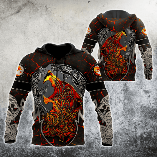 VikingStyle Clothing - The Fire Wolf Viking Hoodie VKNGB