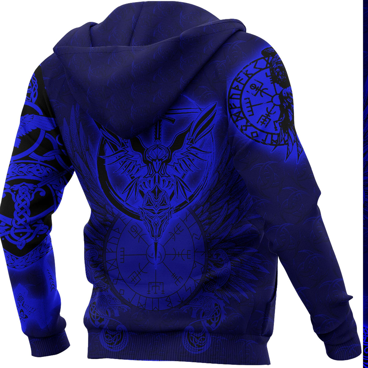 VikingStyle Clothing -Viking Raven Blue Zip Hoodie A39 VKNGB