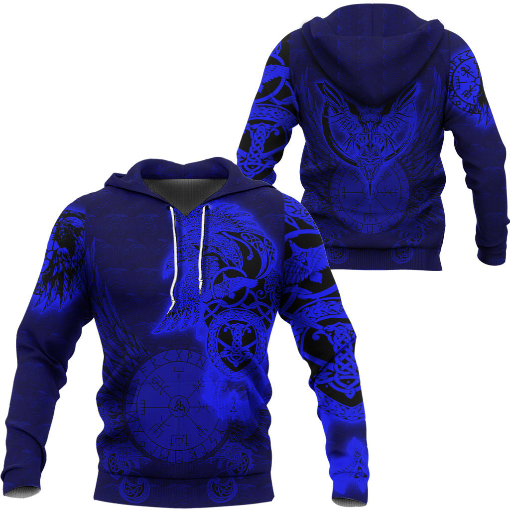 VikingStyle Clothing -Viking Raven Blue Zip Hoodie A39 VKNGB