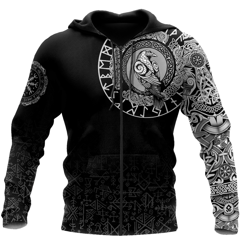 VikingStyle Clothing - Viking Raven Special Tattoo Hoodie A39 VKNGB