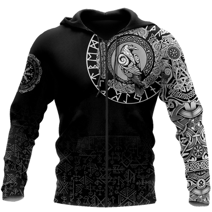 VikingStyle Clothing - Viking Raven Special Tattoo Hoodie A39 VKNGB