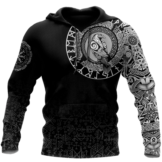 VikingStyle Clothing - Viking Raven Special Tattoo Hoodie A39 VKNGB