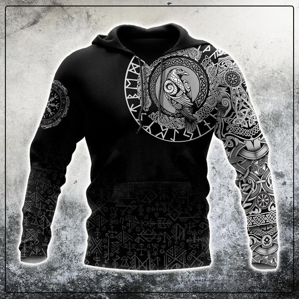 VikingStyle Clothing - Viking Raven Special Tattoo Hoodie A39 VKNGB