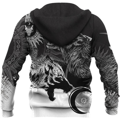Viking Style - Skoll and Hati New Style Zip Hoodie A35 VKNGB