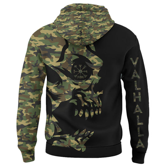 VikingStyle Clothing - VIKING CAMO VEGVISIR Viking Hoodie A39 VKNGB