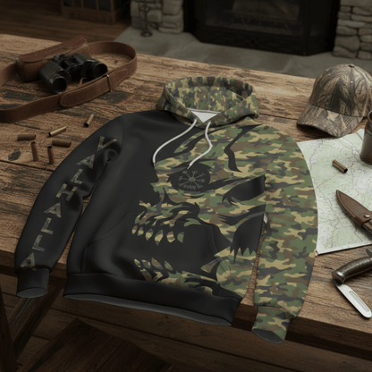 VikingStyle Clothing - VIKING CAMO VEGVISIR Viking Hoodie A39 VKNGB