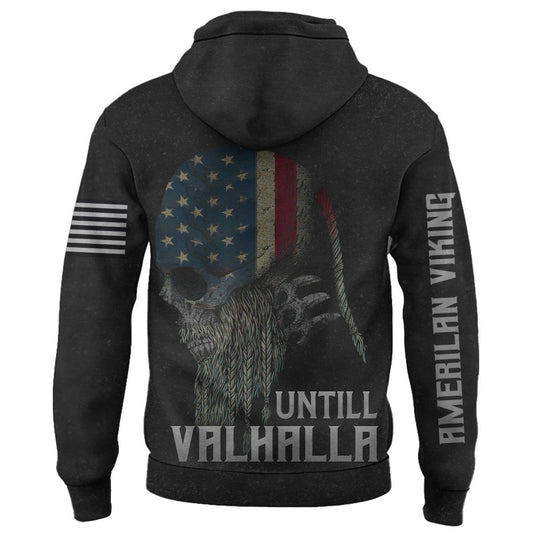 (Custom) VikingStyle Clothing - Viking Until Valhalla Viking American Warrior Hoodie A39 VKNGB