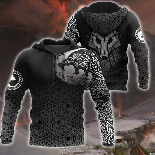 VikingStyle Clothing - Celtic Viking Wolf Hoodie A39 VKNGB