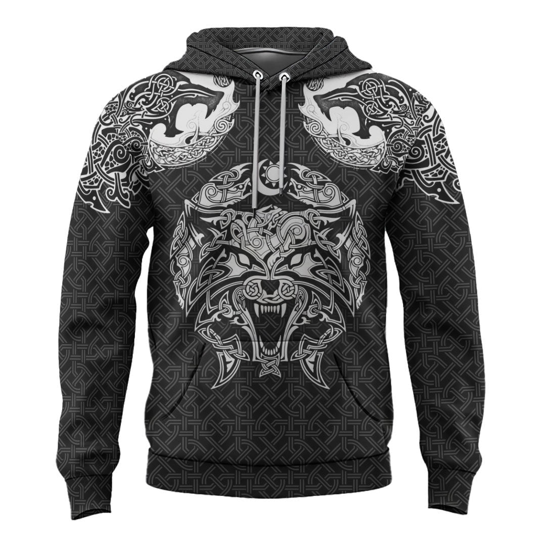 VikingStyle Clothing - Celtic Viking Wolf Hoodie A39 VKNGB