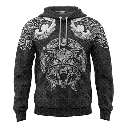 VikingStyle Clothing - Celtic Viking Wolf Hoodie A39 VKNGB