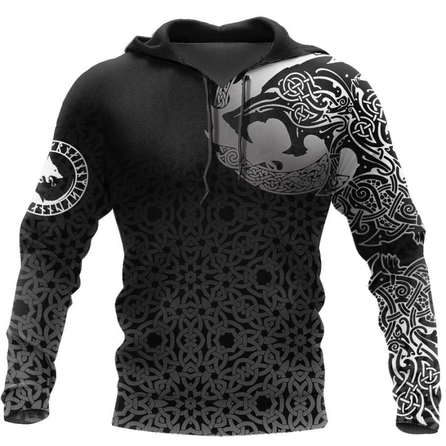 VikingStyle Clothing - Celtic Viking Wolf Hoodie A39 VKNGB