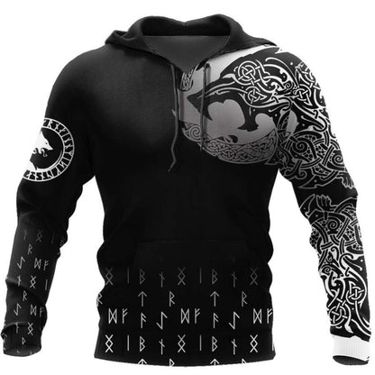 VikingStyle Clothing - Celtic Viking Wolf Hoodie A39 VKNGB