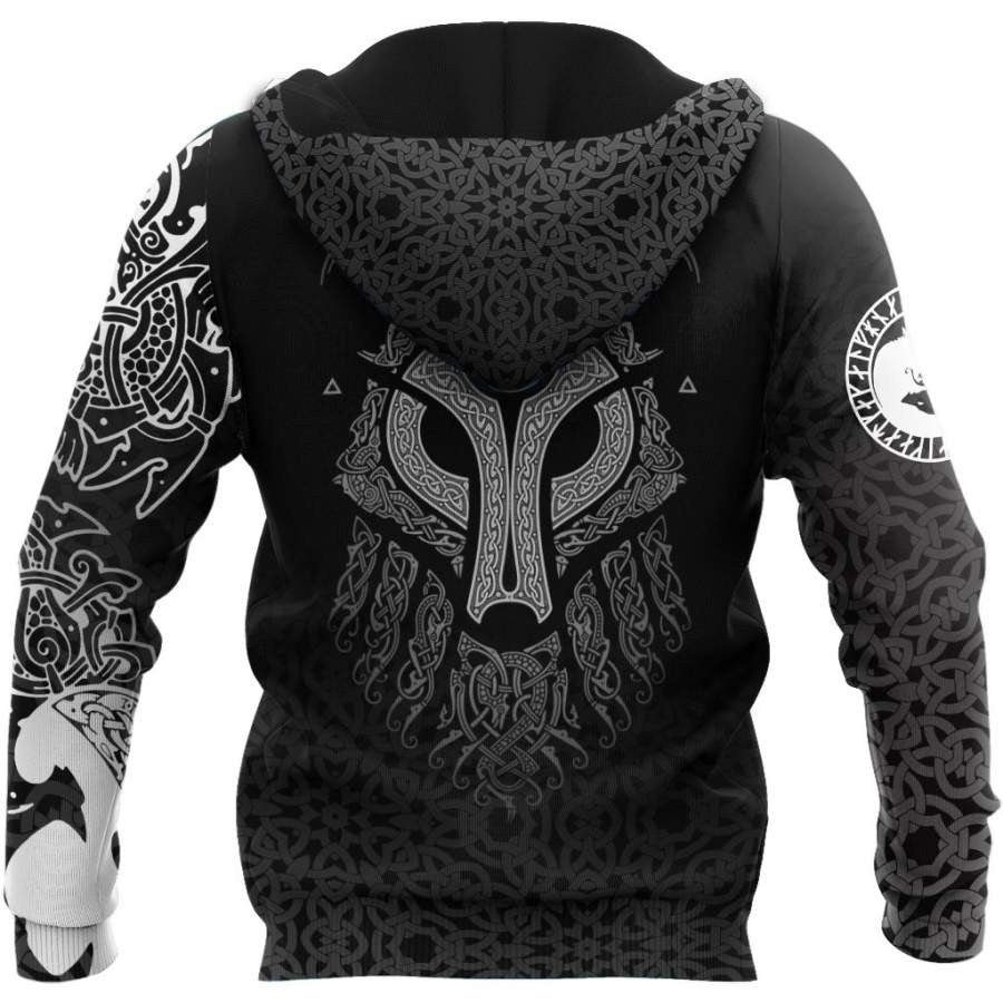 VikingStyle Clothing - Celtic Viking Wolf Hoodie A39 VKNGB