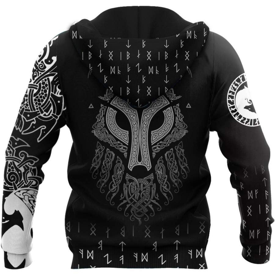 VikingStyle Clothing - Celtic Viking Wolf Hoodie A39 VKNGB
