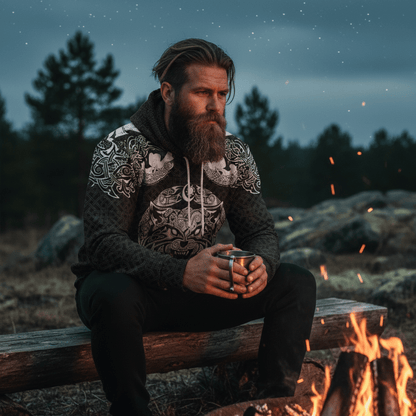 VikingStyle Clothing - Celtic Viking Wolf Hoodie A39 VKNGB