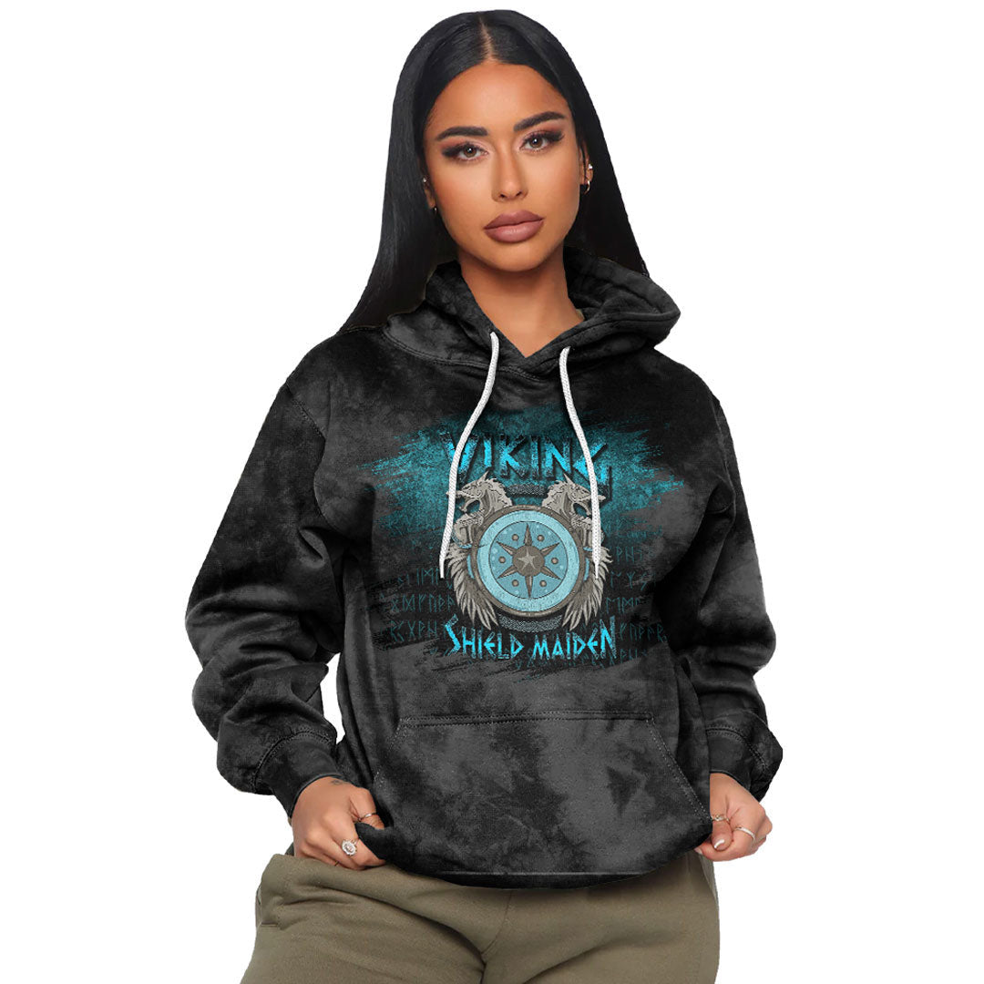 Viking Style Hoodie - Viking Shield Maiden Female Norse Hoodie A39 VKNGB