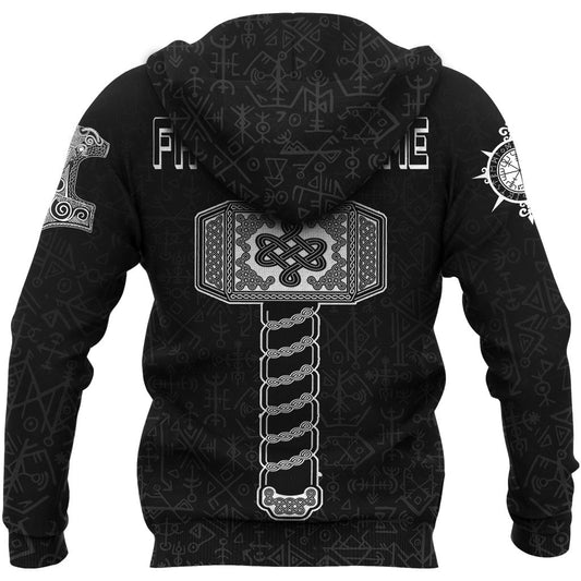 (Custom) Viking Style - Fathor with Mjolnir Hoodie A39 VKNGB