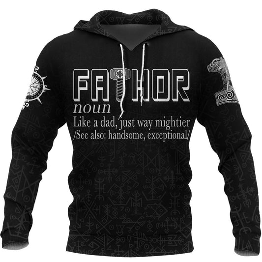 (Custom) Viking Style - Fathor with Mjolnir Hoodie A39 VKNGB