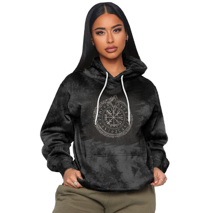 Viking Style Hoodie -Vegvisir With Ouroboros And Runes Hoodie A39 VKNGB