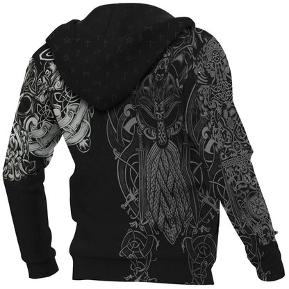 VikingStyle Clothing - Odin Fenrir Runes Hoodie A39 VKNGB