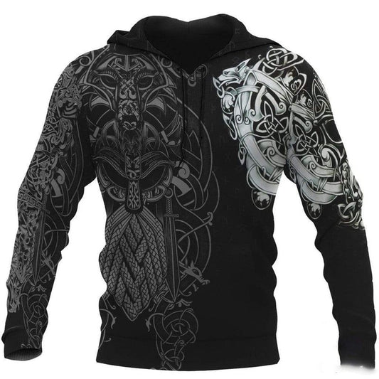 VikingStyle Clothing - Odin Fenrir Runes Hoodie A39 VKNGB
