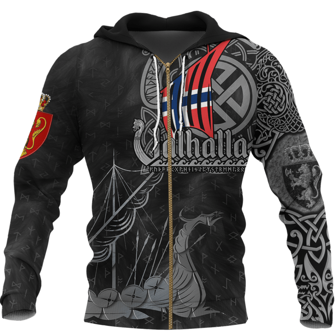Viking Style Clothing - Viking Norway Drakkar Zip Hoodie A39 VKNGB
