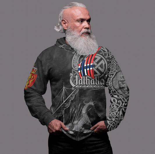 Viking Style Clothing - Viking Norway Drakkar Zip Hoodie A39 VKNGB