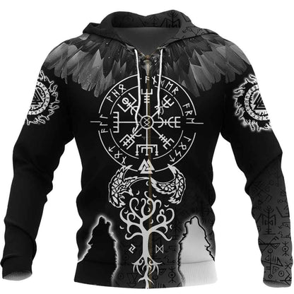 Viking Style - Raven and Wolf of Odin Zip Hoodie A39 VKNGB