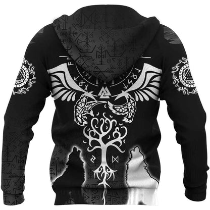 Viking Style - Raven and Wolf of Odin Zip Hoodie A39 VKNGB