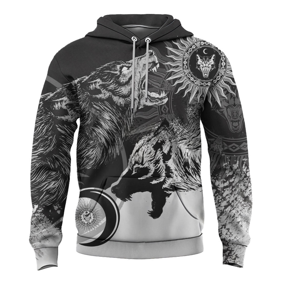 Viking Style - Skoll and Hati New Style Hoodie A39 VKNGB