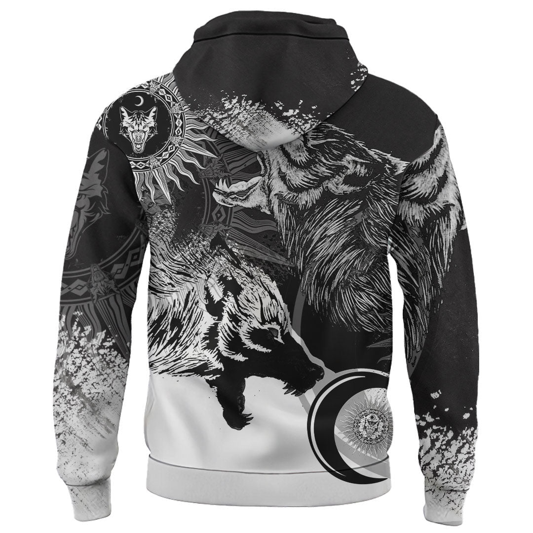 Viking Style - Skoll and Hati New Style Hoodie A39 VKNGB