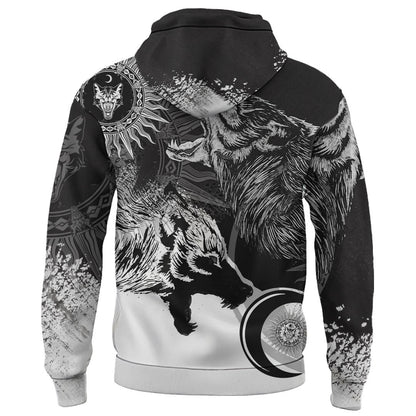 Viking Style - Skoll and Hati New Style Hoodie A39 VKNGB