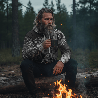 Viking Style - Skoll and Hati New Style Hoodie A39 VKNGB